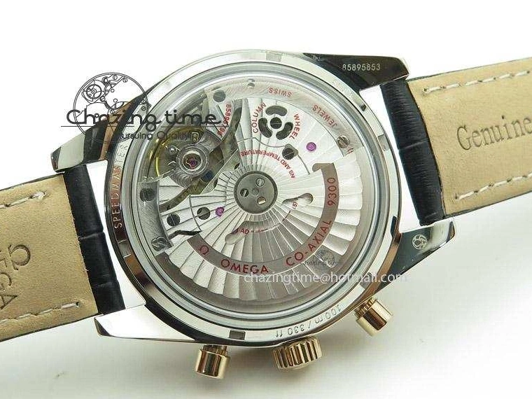 0517 Trendsetting Speedmaster ’57 SS Chrono AXF Best Edition RG Bezel Black Dial on Black Leather Strap A 8283